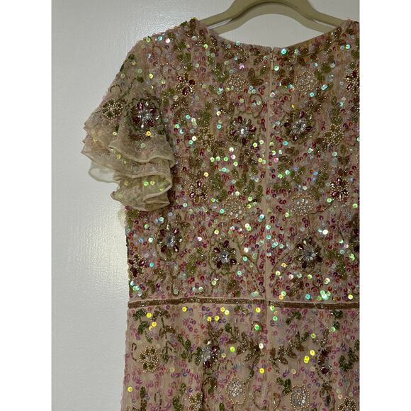 Mac Duggal Embellished Ruffled Cap Sleeve V-Neck Gown Size 12 NWT #10772 Sequins - Picture 16 of 16